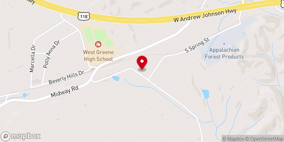 Map showing location of W Greene Free Will Baptist Ch
