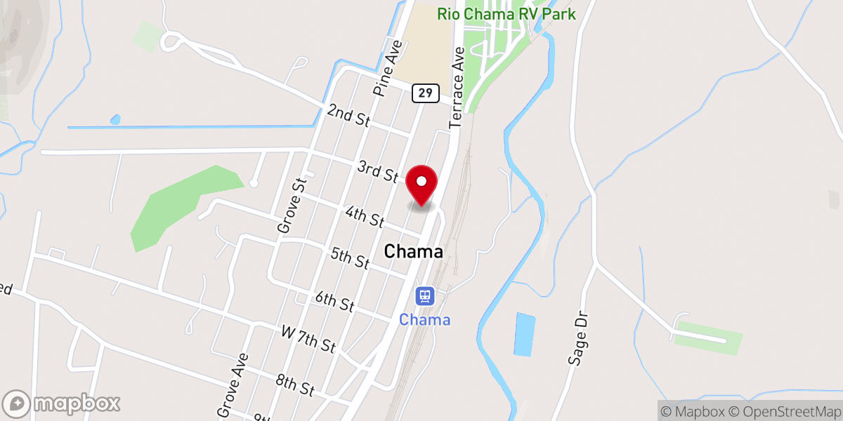 Map showing location of Chama Community Church