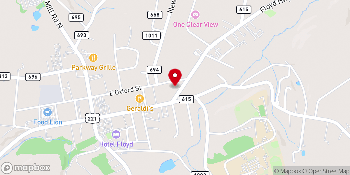 Map showing location of Floyd Baptist Church