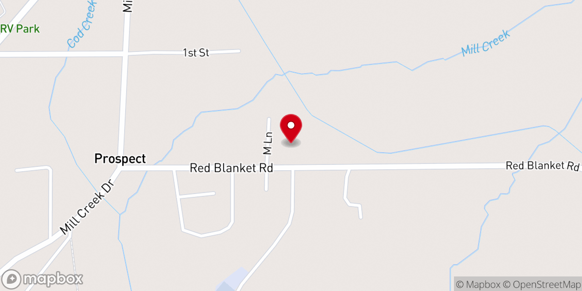 Map showing location of Prospect Baptist Church