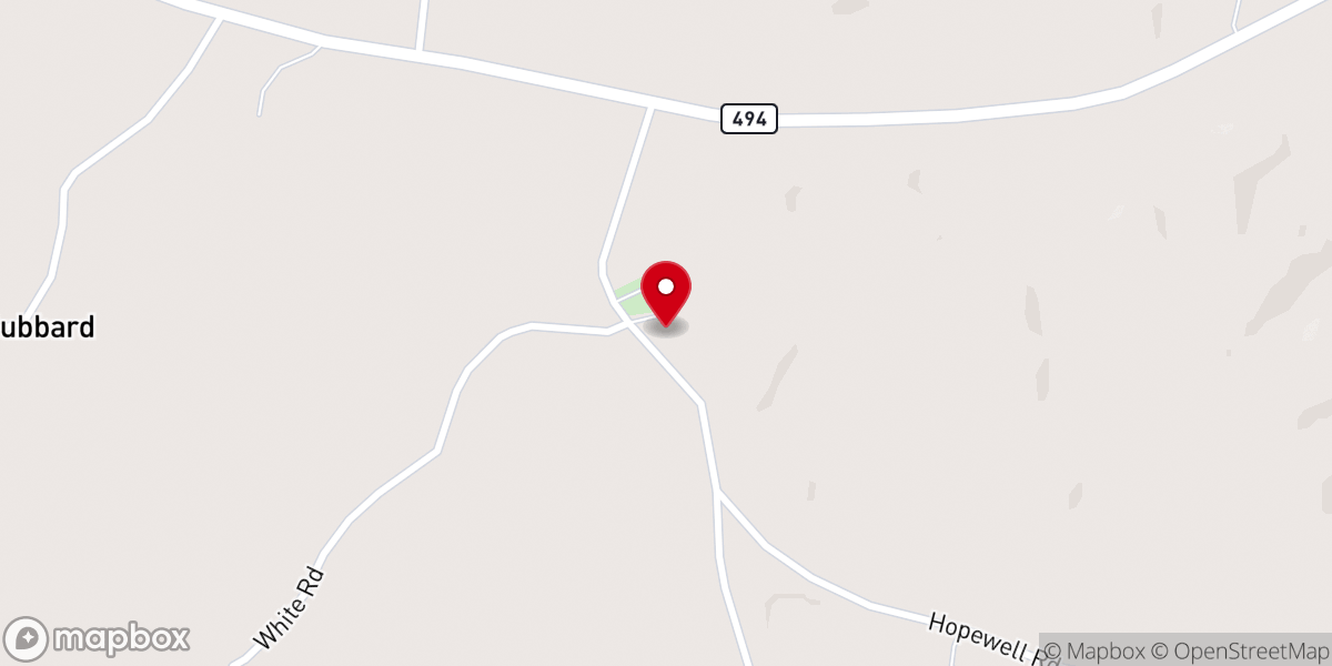 Map showing location of Hopewell Baptist Church