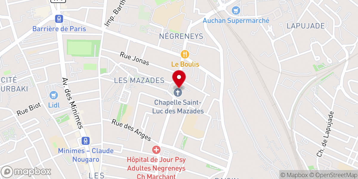 Map showing location of Chapelle Saint Luc des Mazades