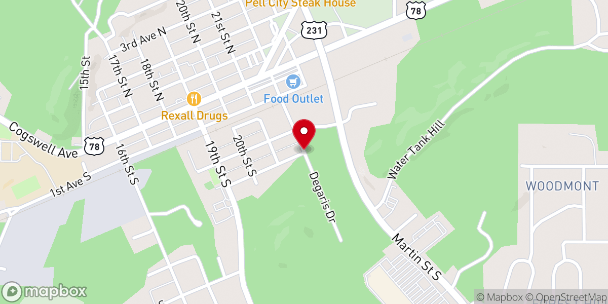 Map showing location of Faith Baptist Church