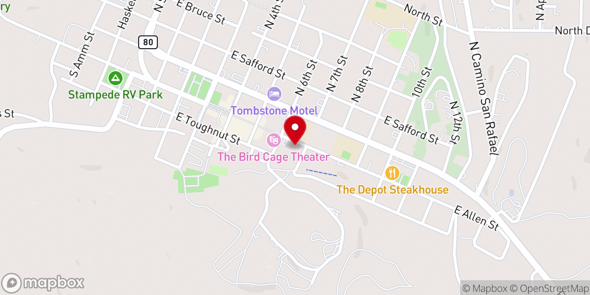 Map showing location of Tombstone City Hall