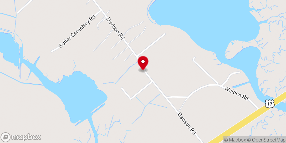 Map showing location of Red Hill Baptist Church