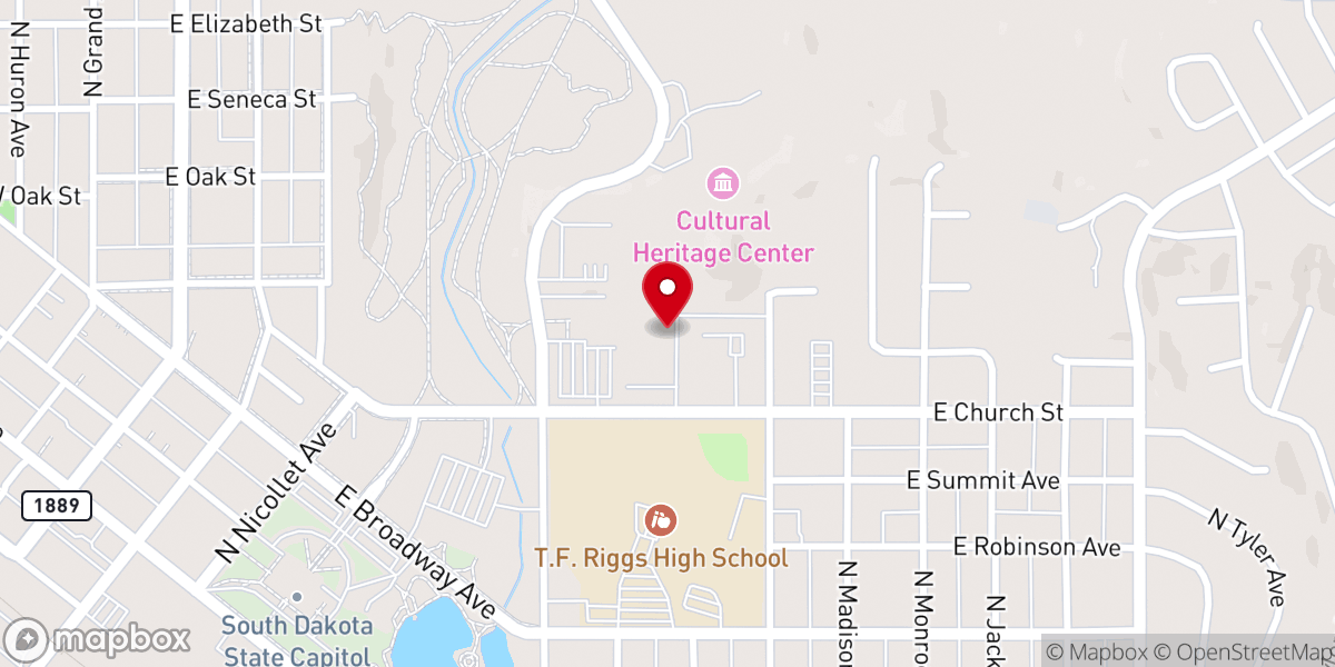 Map showing location of Oahe Family YMCA