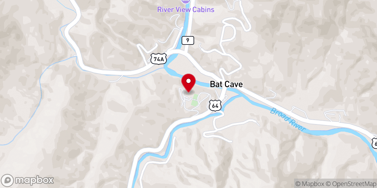 Map showing location of Bat Cave Baptist Church