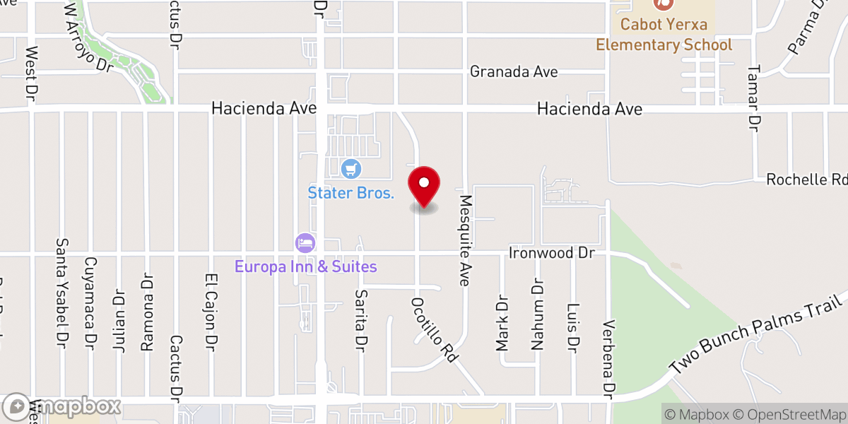 Map showing location of Palm Springs Filipino-American Seventh-Day Adventist Church