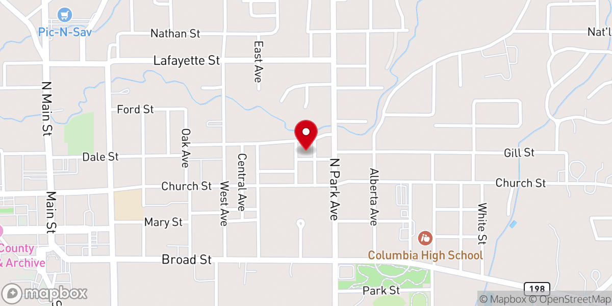 Map showing location of Temple Baptist Church