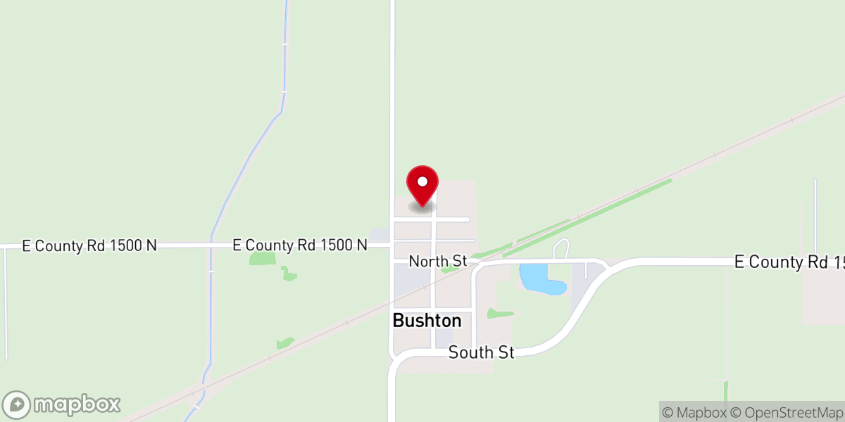 Map showing location of Bushton Christian Church