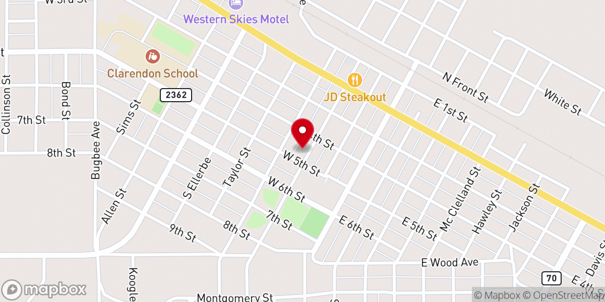 Map showing location of Clarendon Methodist Church