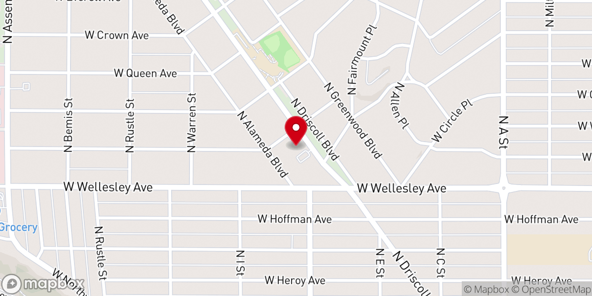 Map showing location of Driscoll Boulevard Baptist Church