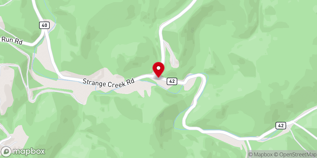Map showing location of Strange Creek Church