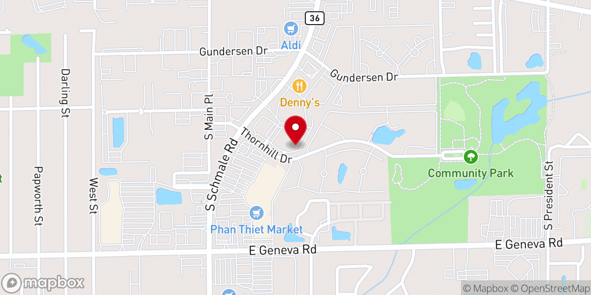 Map showing location of Central DuPage Pastoral Counseling Center