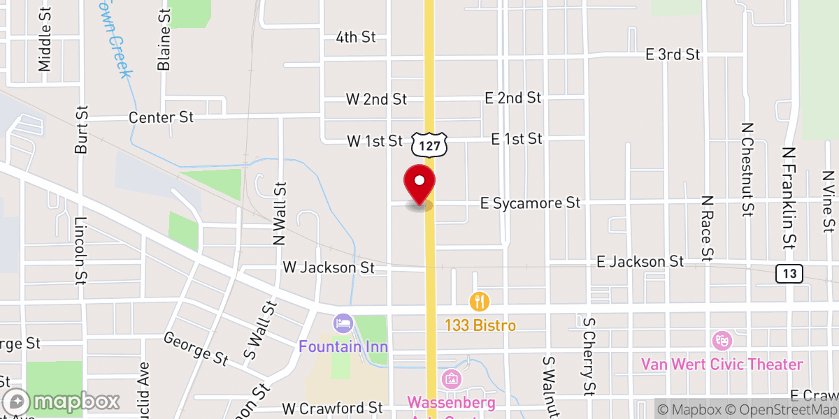 Map showing location of St. Mark's Lutheran Church