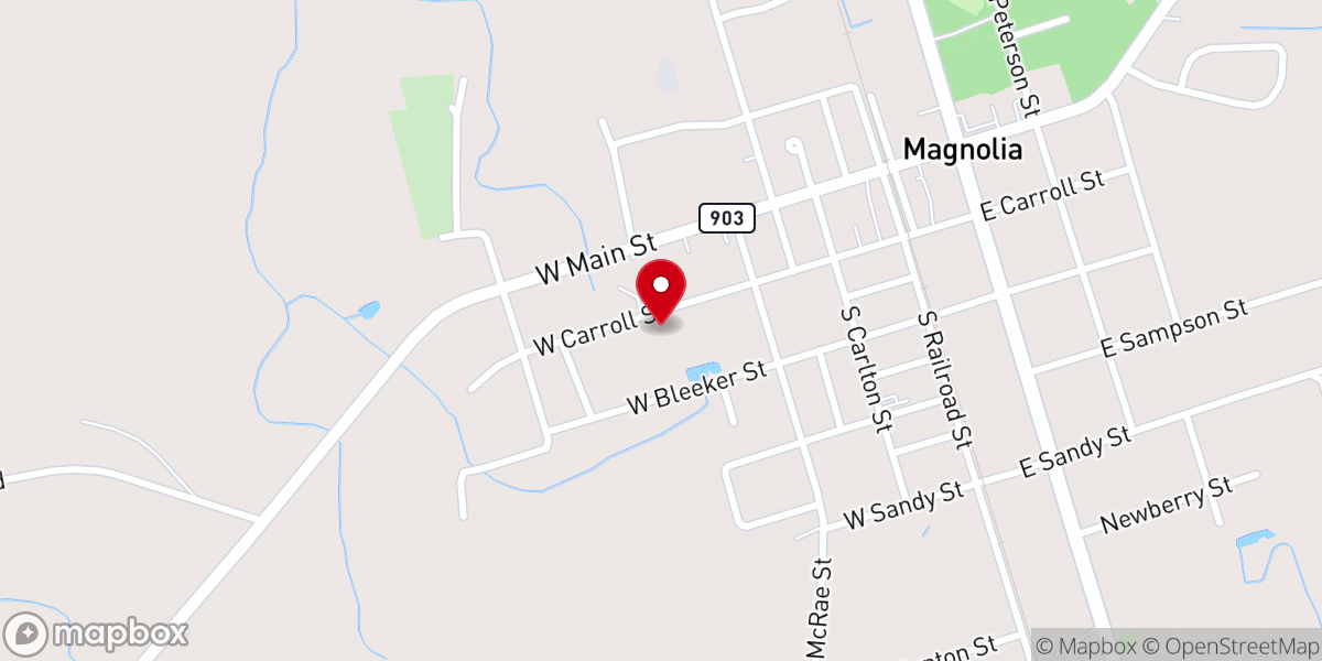 Map showing location of First Baptist Church-Magnolia