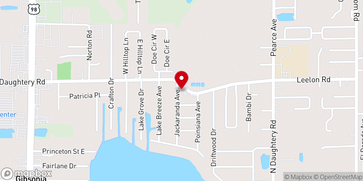 Map showing location of Lake Gibson Methodist Church