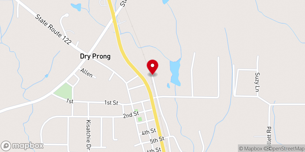 Map showing location of Grant Parish School Bus Shop