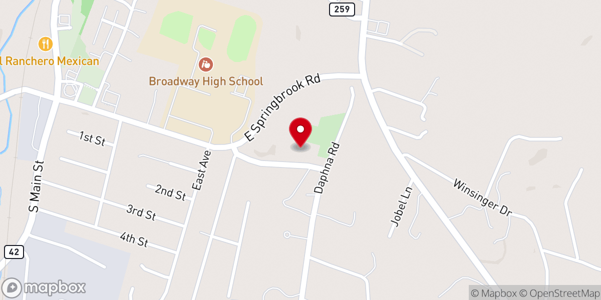 Map showing location of Linville Creek Church