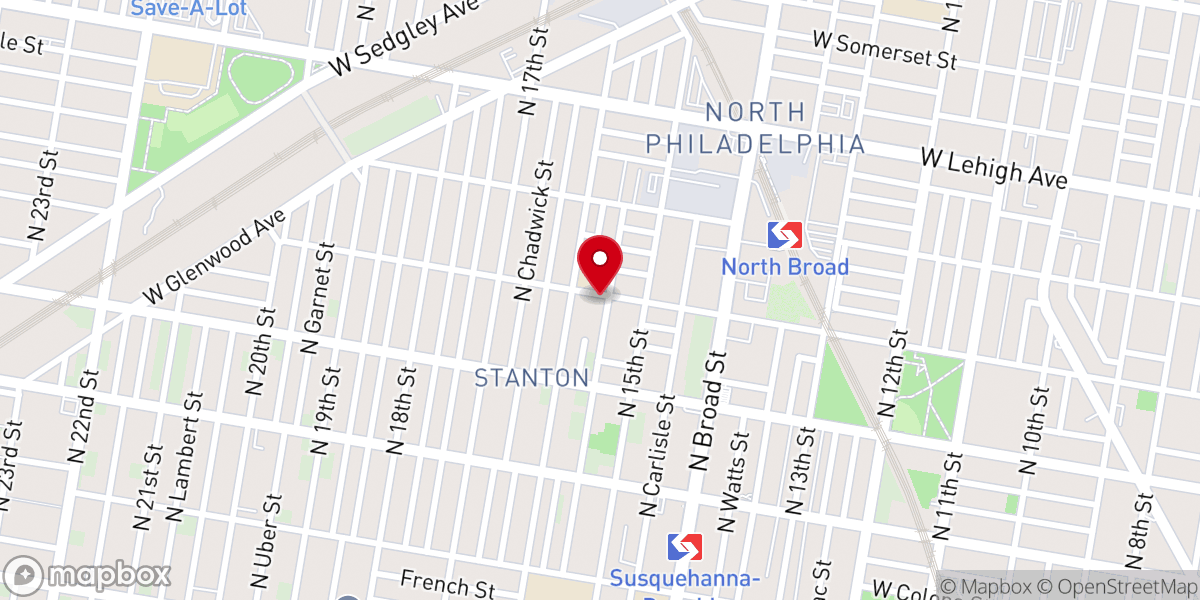 Map showing location of Christian Tabernacle Church of Philadelphia COGIC