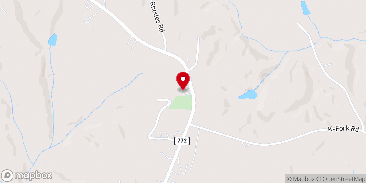 Map showing location of Oak Grove Baptist Church