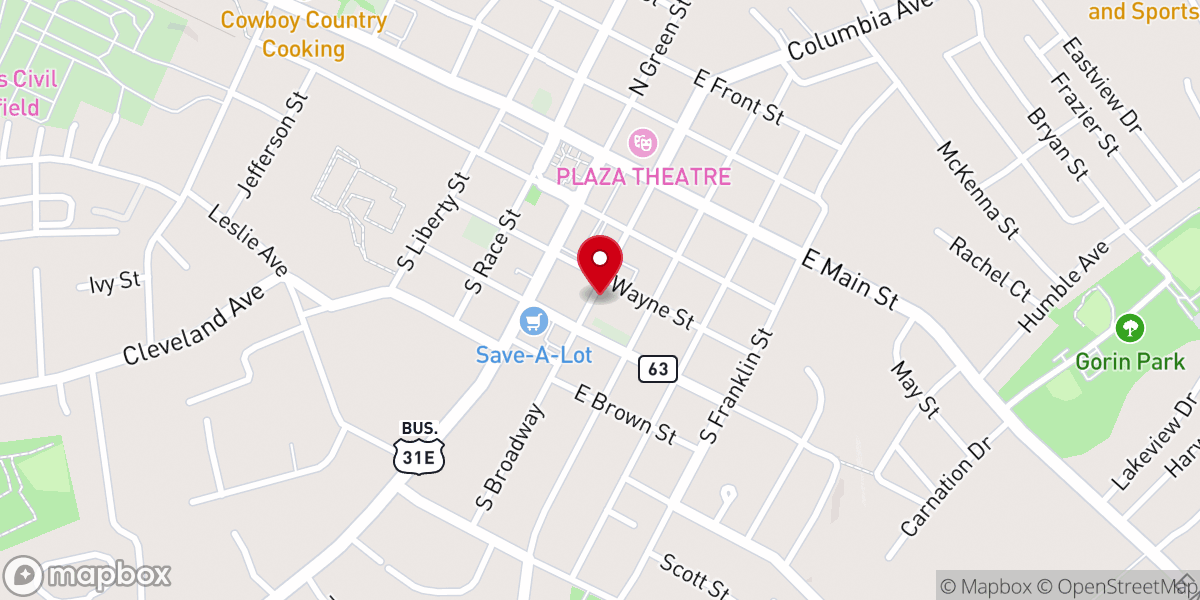 Map showing location of Hickory College Church
