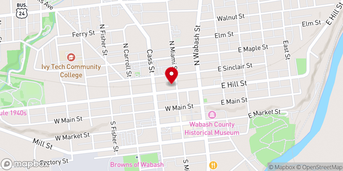 Map showing location of Wabash Christian Church
