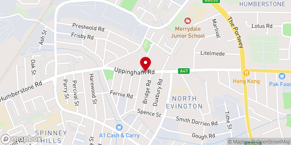 Map showing location of Winners chapel International Leicester