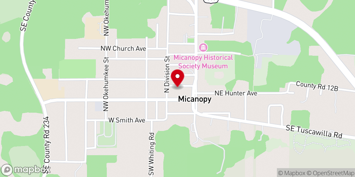Map showing location of Micanopy Fall Festival Parking