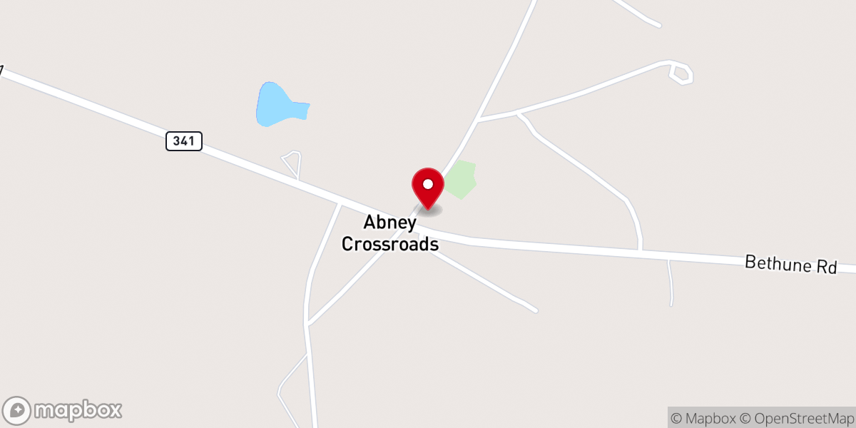 Map showing location of Abney Baptist Church
