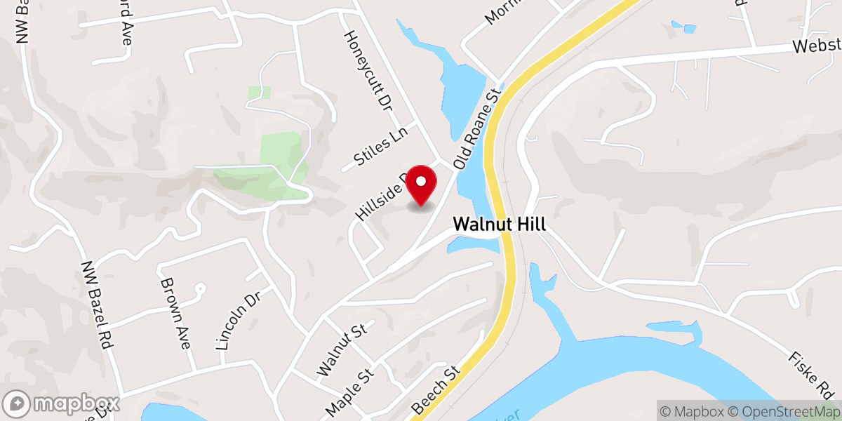 Map showing location of Harriman Baptist Tabernacle