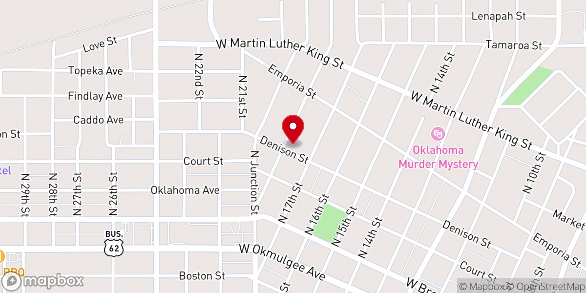 Map showing location of 18th and Denison Church of Christ