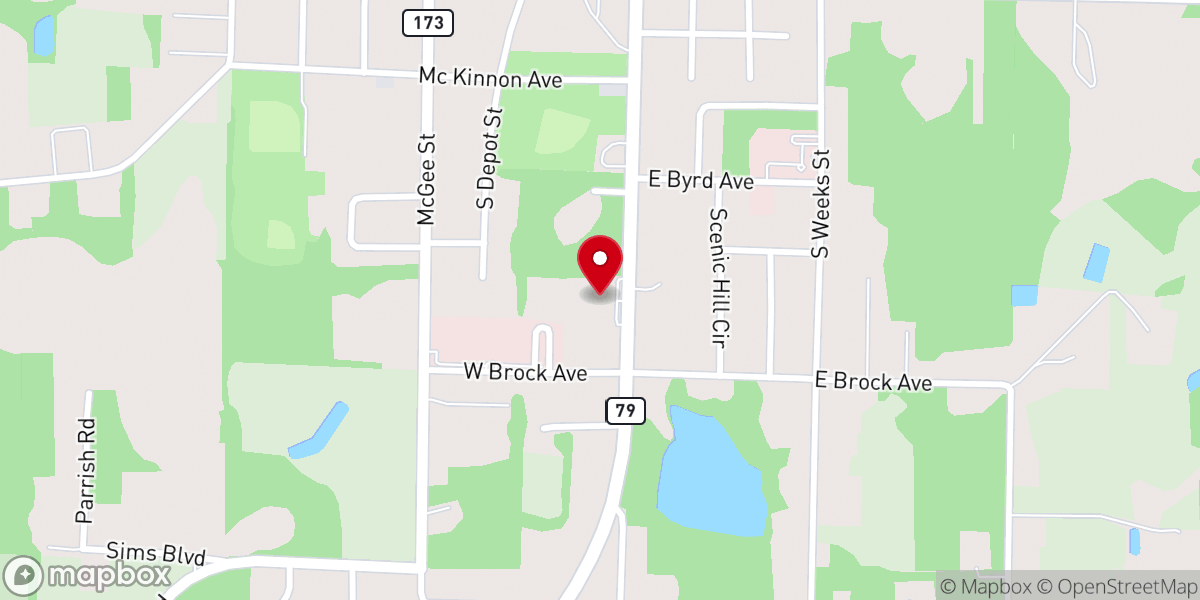 Map showing location of Bonifay First Assembly of God