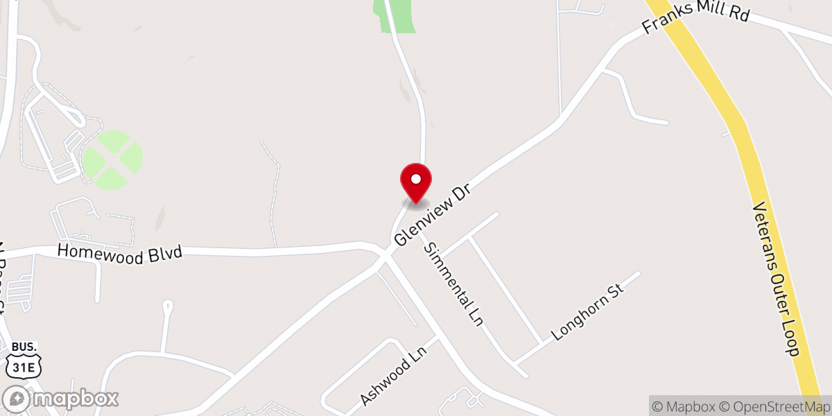 Map showing location of Glenview Christian Church