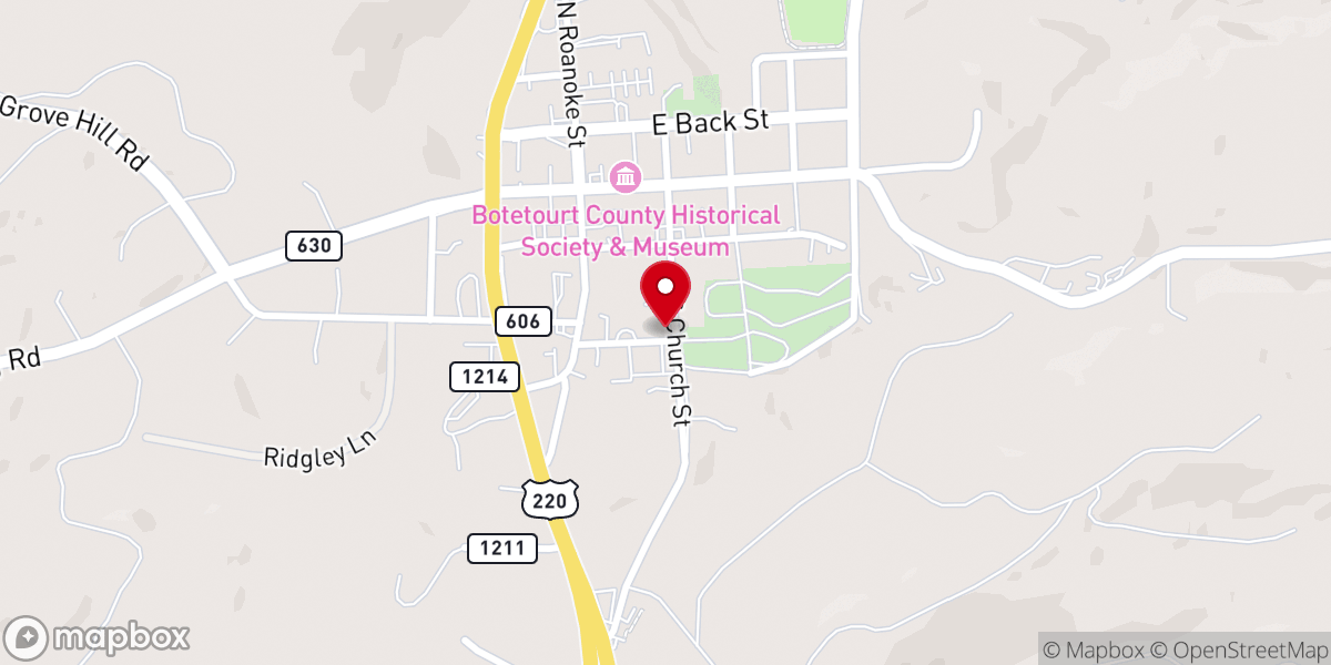 Map showing location of Fincastle UMC Family Life Center