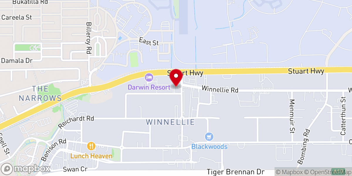 Map showing location of Deeper Life Bible Church Darwin