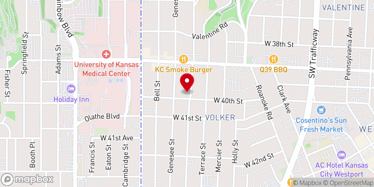 Map showing location of Roanoke Baptist Church