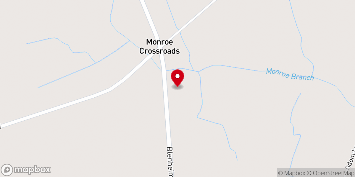 Map showing location of Pee Dee Church