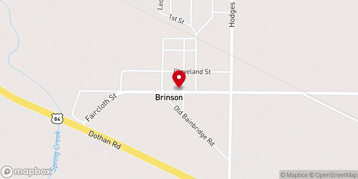 Map showing location of Brinson Baptist Church