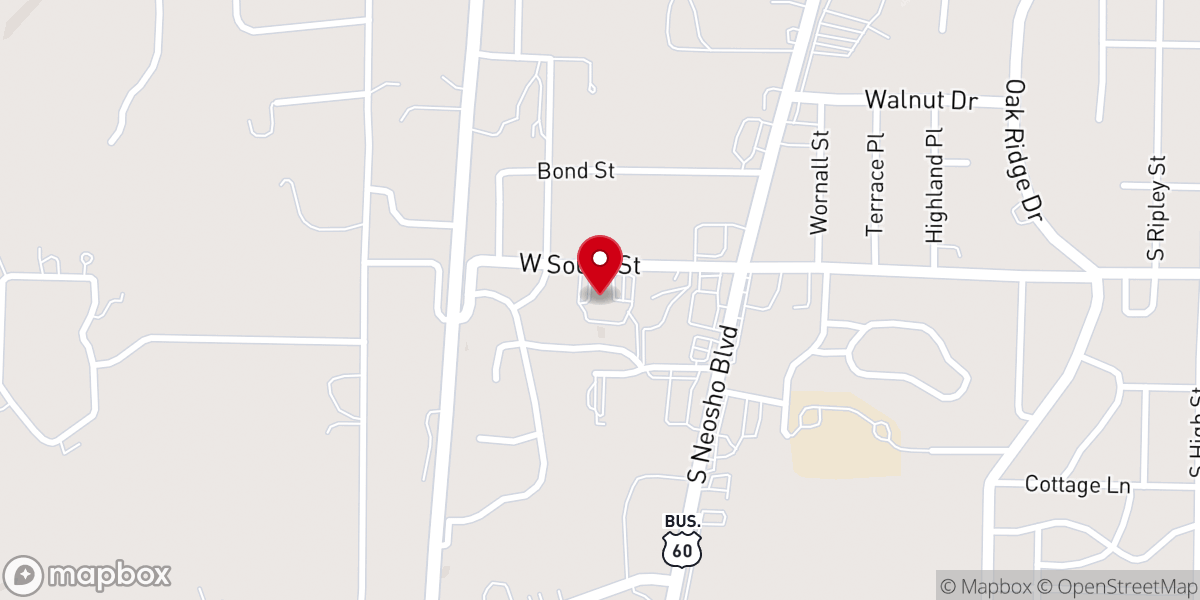 Map showing location of Hillcrest Church of Christ