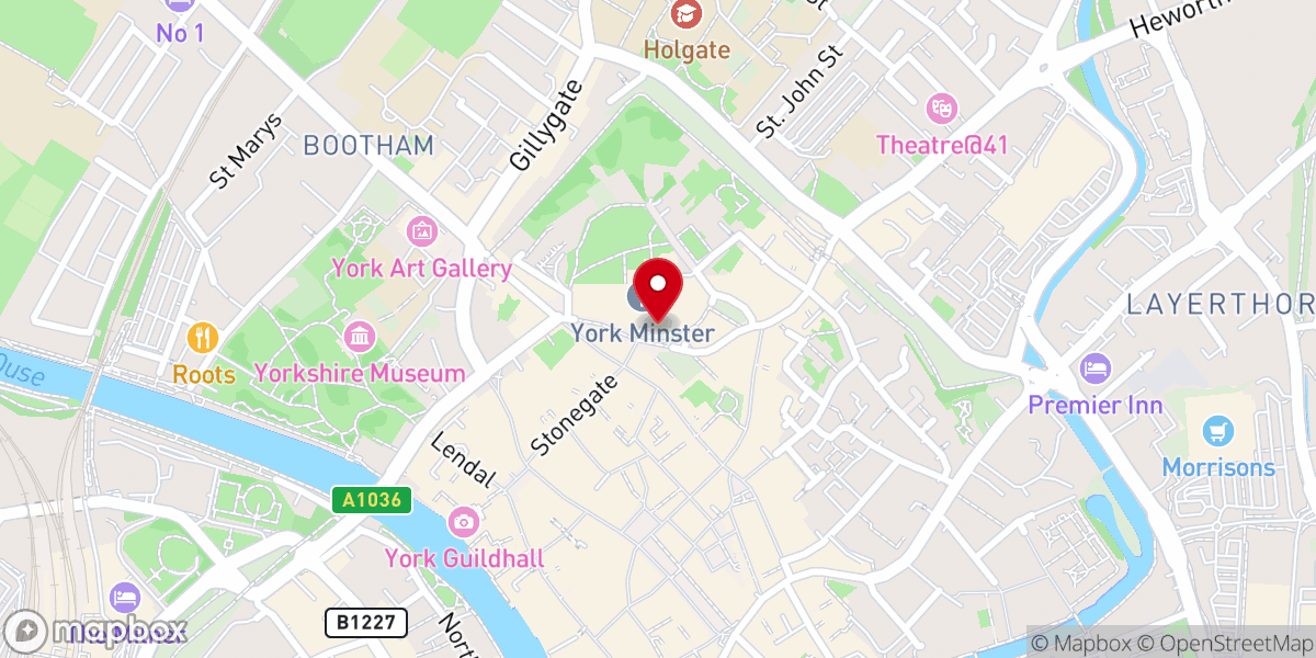 Map showing location of Minster Statues