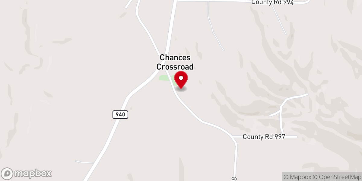 Map showing location of Chances Crossroad Church of Christ