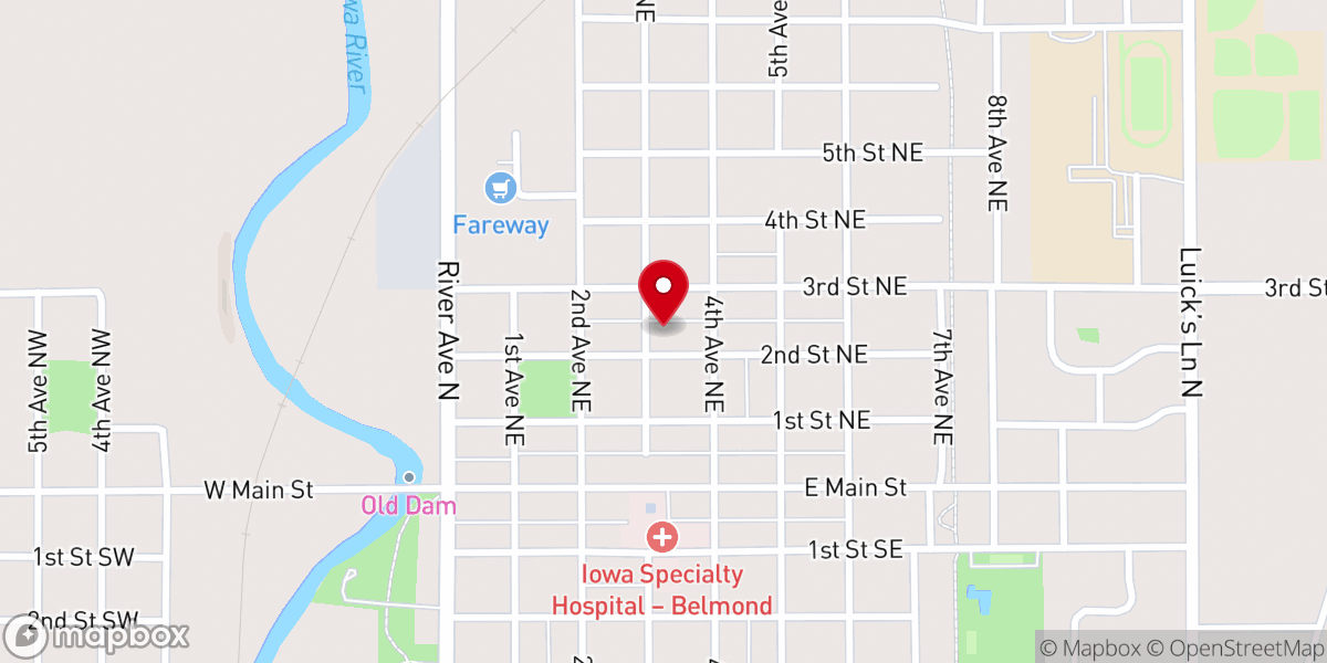 Map showing location of Trinity Lutheran Church