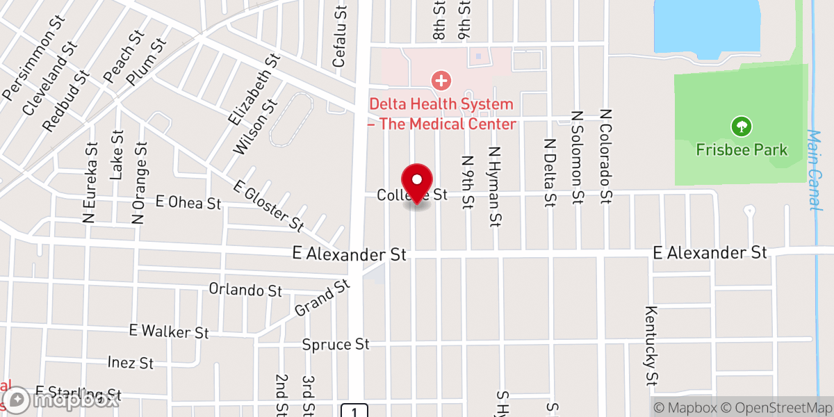 Map showing location of Olivet Baptist Church
