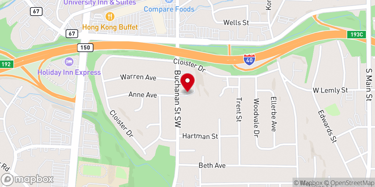 Map showing location of Parkway Chapel