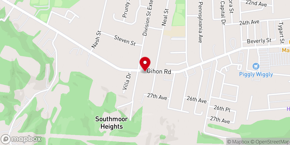 Map showing location of Southside Southern Baptist Church