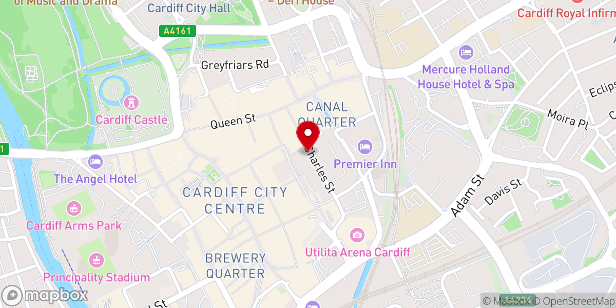 Map showing location of St David's Metropolitan Cathedral