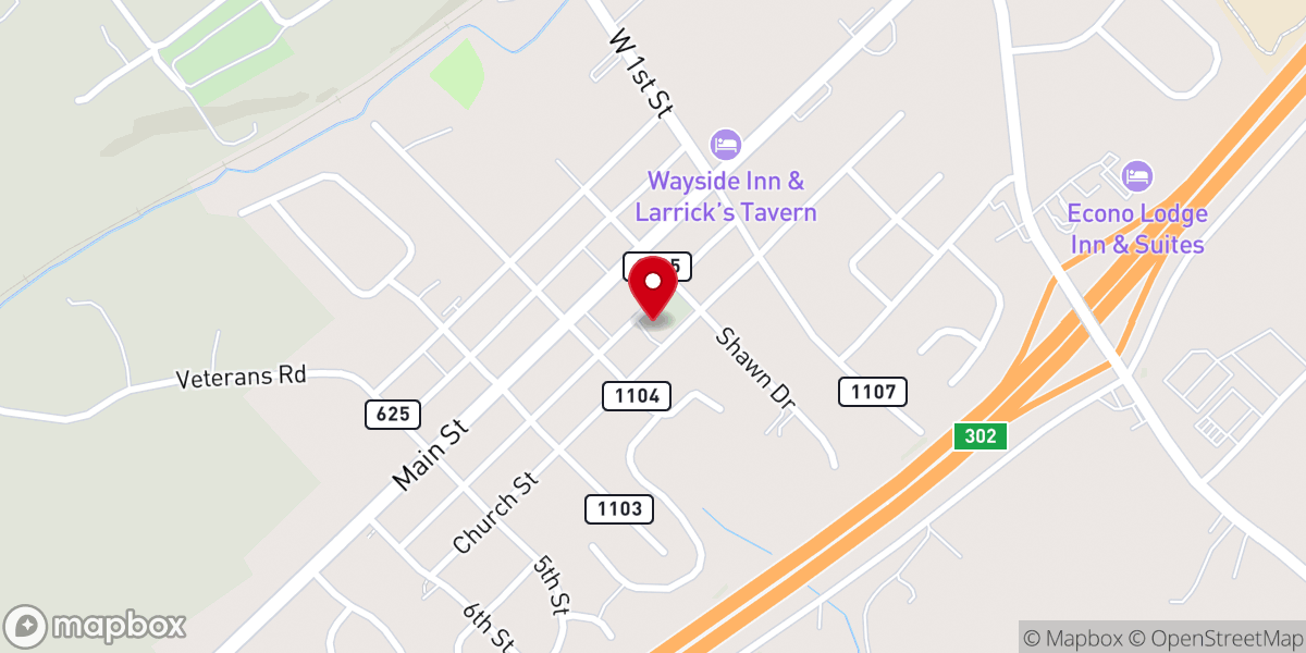 Map showing location of Middletown Town Office