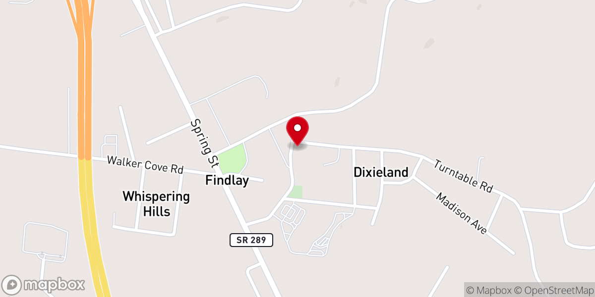 Map showing location of Findley Methodist Church