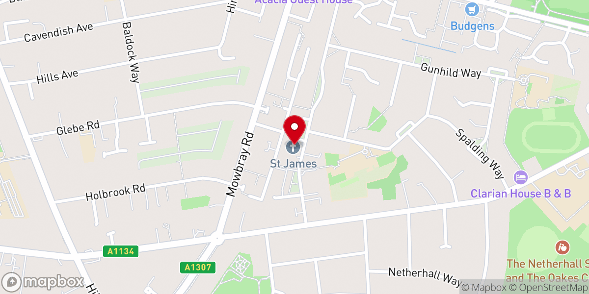 Map showing location of St. James Church